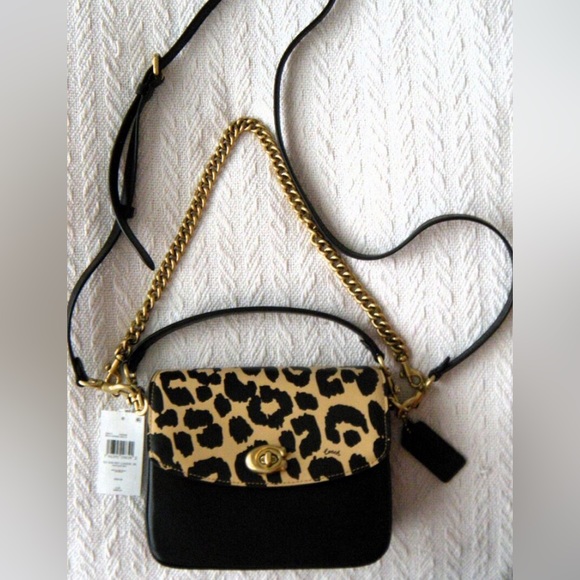 Authentic COACH 1941 calf leather leopard 3 straps turnlock flap Crosb/shoulder. - Picture 14 of 16